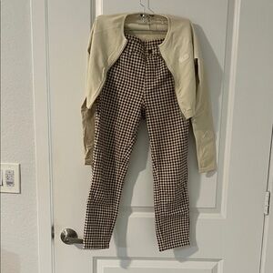 Oh Polly Cream light Jacket and Brown Checkered Lining